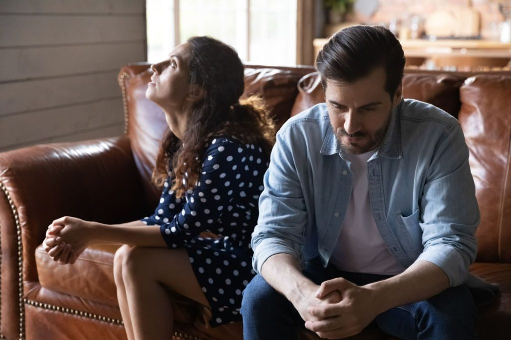 couple having a disagreement taking a break in relationship