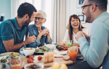 brother and sister setting healthy boundaries with parents at the dinner table