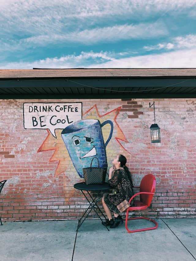 girl going on a coffee date alone